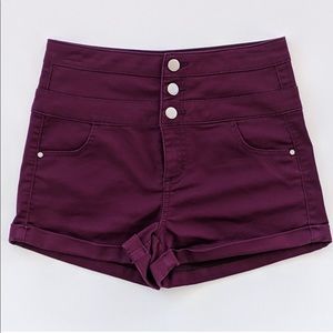 Tinseltown Plum High-Waist Cuffed Shorts - 11